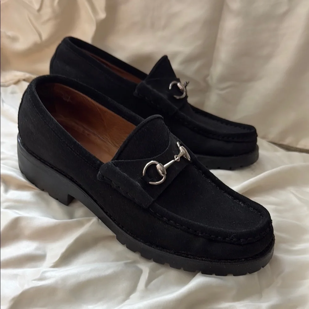 Gucci Black Suede Horsebit Loafers - Picture 3 of 6
